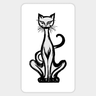 Retro 1970's Funky Groovy White Jazz Cat Cartoon Magnet